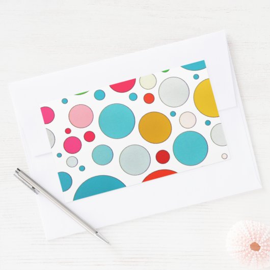 可愛クールい違うサイズの泡と水玉模様 長方形シール (封筒)