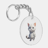 可愛クールらしい猫イラストレーション キーホルダー (正面左)
