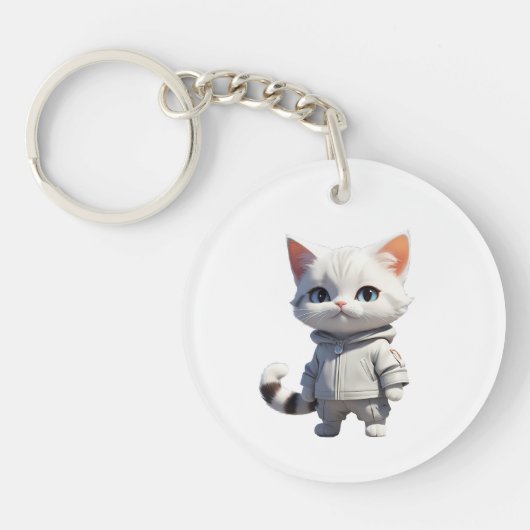 可愛クールらしい猫イラストレーション キーホルダー (正面)