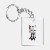 可愛クールらしい猫イラストレーション キーホルダー (正面左)