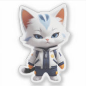 可愛クールらしい猫イラストレーション シール (正面)