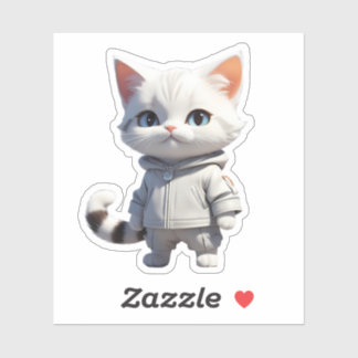 可愛クールらしい猫イラストレーション シール