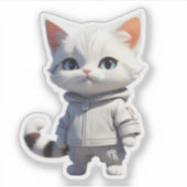 可愛クールらしい猫イラストレーション シール (正面)