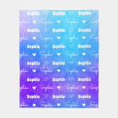 可愛グラデーションい紫色の繰り返し名 フリースブランケット (正面)