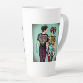 可愛グランジい男とかわいらしパンク女の子が手を握り カフェラテマグ (右アングル)