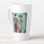 可愛グランジい男とかわいらしパンク女の子が手を握り カフェラテマグ (左アングル)