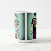 可愛グランジい男とかわいらしパンク女の子が手を握り コーヒーマグカップ (中央)