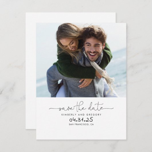 可愛シンプルいエレガント写真を保存 セーブザデート (正面/裏面)