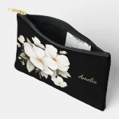 可愛シンプルいエレガント黒と花 アクセサリーポーチ (見開き)