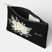 可愛シンプルいエレガント黒と花 アクセサリーポーチ (見開き)