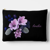 可愛シンプルいエレガント黒と花 アクセサリーポーチ (正面)