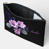 可愛シンプルいエレガント黒と花 アクセサリーポーチ (見開き)