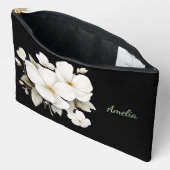 可愛シンプルいエレガント黒と花 アクセサリーポーチ (見開き)