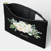 可愛シンプルいエレガント黒と花 アクセサリーポーチ (見開き)