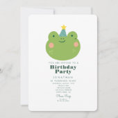 可愛シンプルいカエルの森と動物誕生日 招待状 (正面)