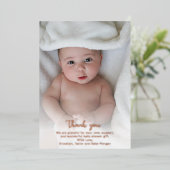 可愛シンプルいカスタム新生児写真サンキュー 箔招待状 (立ち正面)