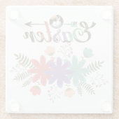 可愛シンプルいカラフル花 ガラスコースター (裏面)