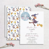 可愛シンプルいハロウィーンウィッチチャイルドの2歳の誕生日 招待状