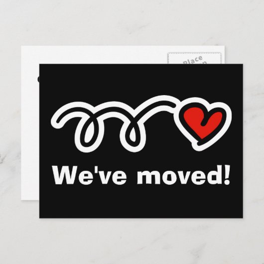 可愛シンプルいハートデザイン付き引越しはがき 案内ポストカード (正面/裏面)