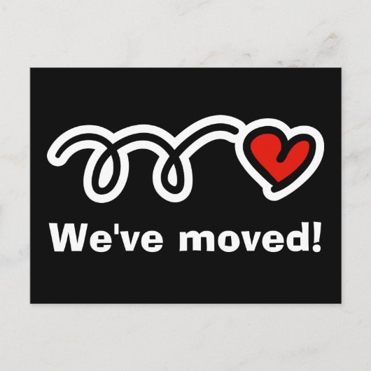 可愛シンプルいハートデザイン付き引越しはがき 案内ポストカード (正面)