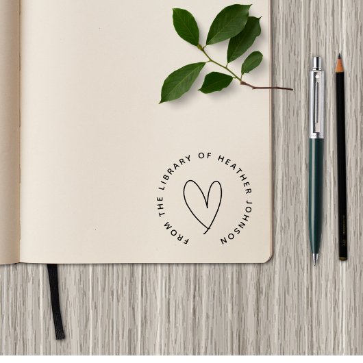 可愛シンプルいハート図書本カスタムより ラバースタンプ