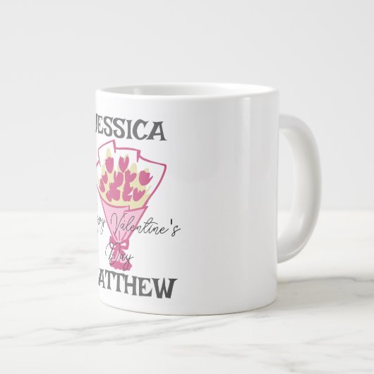 可愛シンプルいバエレガントレンタイン、カップルに甘い ジャンボコーヒーマグカップ (正面右)