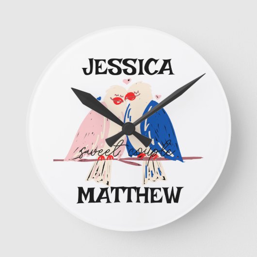 可愛シンプルいバエレガントレンタイン、カップルに甘い ラウンド壁時計 (正面)