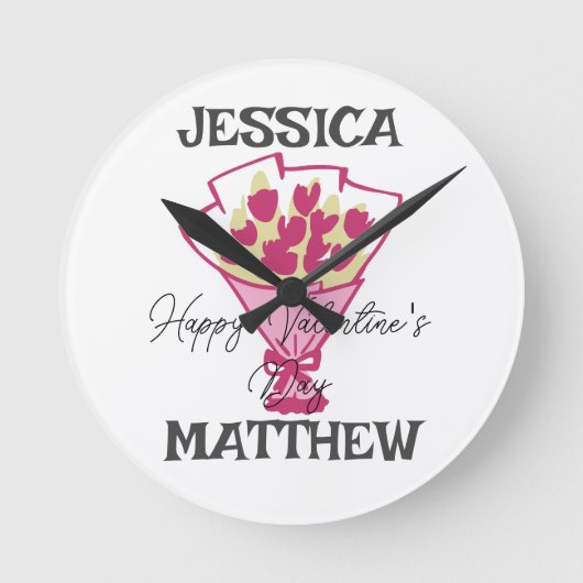 可愛シンプルいバエレガントレンタイン、カップルに甘い ラウンド壁時計 (正面)