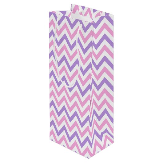 可愛シンプルいピンクと紫の幾何学模様 ワインギフトバッグ (裏面アングル)