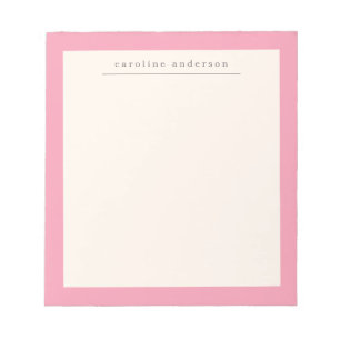 可愛シンプルいピンク縁どパーソナライズされた名 ノートパッド