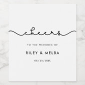 可愛シンプルいフォント結婚のワインラベル ワインラベル (シングルラベル)