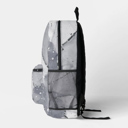 可愛シンプルいミニマルシルバーアンドブラック プリントバックパック (右)