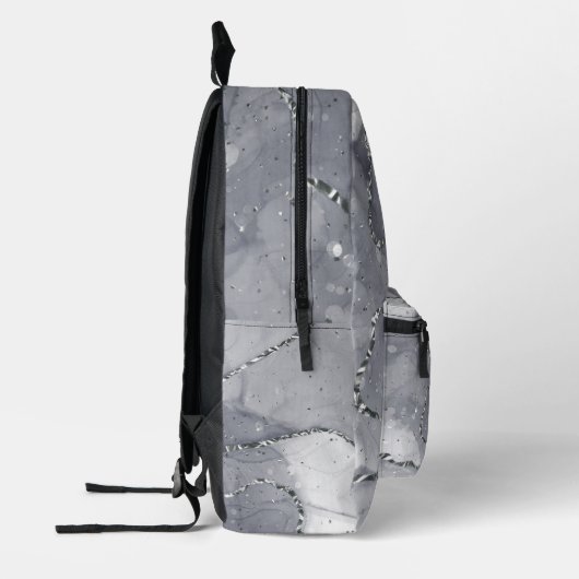 可愛シンプルいミニマルシルバーアンドブラック プリントバックパック (左)