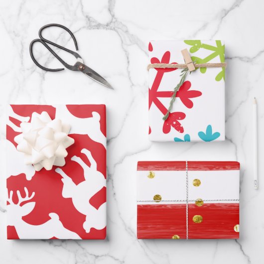 可愛シンプルいモダンの水の色クリスマスプレゼント ラッピングペーパーシート (正面)