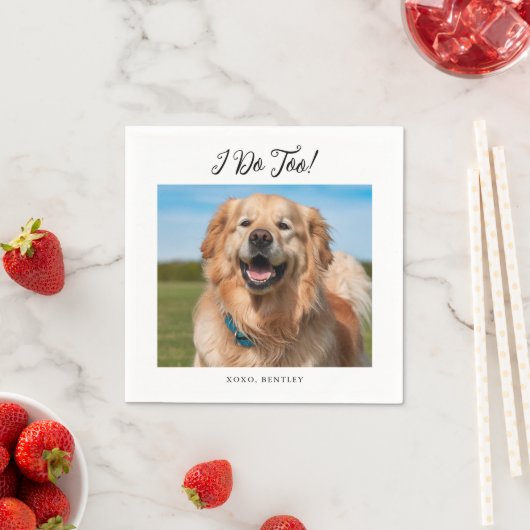 可愛シンプルいモダンペットドッグ結婚の スタンダードカクテルナプキン (インサイチュ)