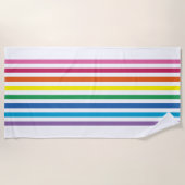 可愛シンプルいモダンレインボー色のストライプ模様 ビーチタオル (正面)