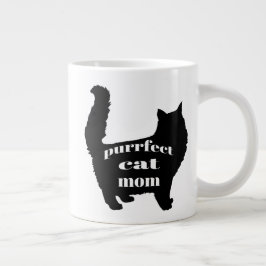 可愛シンプルいモダン猫ママ ジャンボコーヒーマグカップ