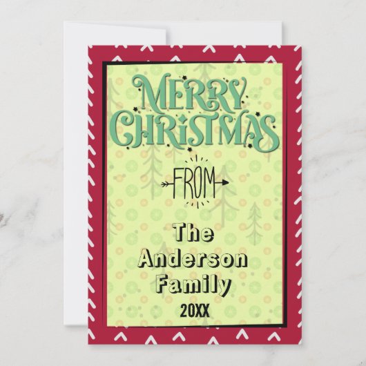 可愛シンプルいモダン赤ノンフォトクリスマスカード シーズンカード (正面)
