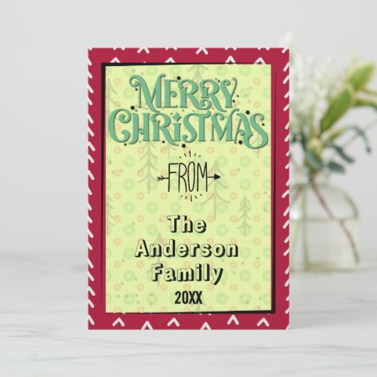 可愛シンプルいモダン赤ノンフォトクリスマスカード シーズンカード (スタンド正面)