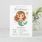 可愛シンプルいリトルマーメイド子供の誕生日 招待状 (スタンド正面)