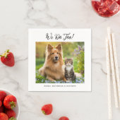 可愛シンプルい写真モダンのペットの犬結婚の スタンダードカクテルナプキン (インサイチュ)