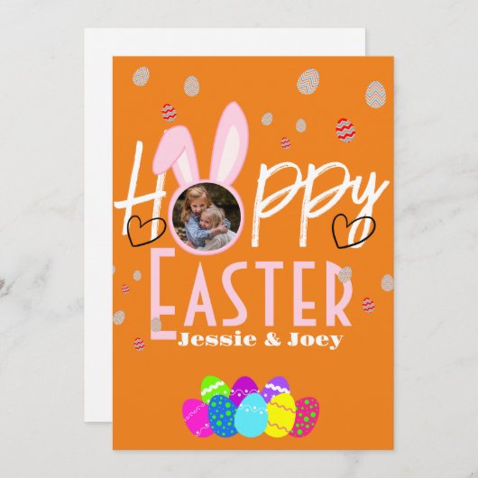 可愛シンプルい子供のシンプル写真のためのイースターバニーの シーズンカード (正面/裏面)