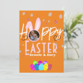 可愛シンプルい子供のシンプル写真のためのイースターバニーの シーズンカード (スタンド正面)