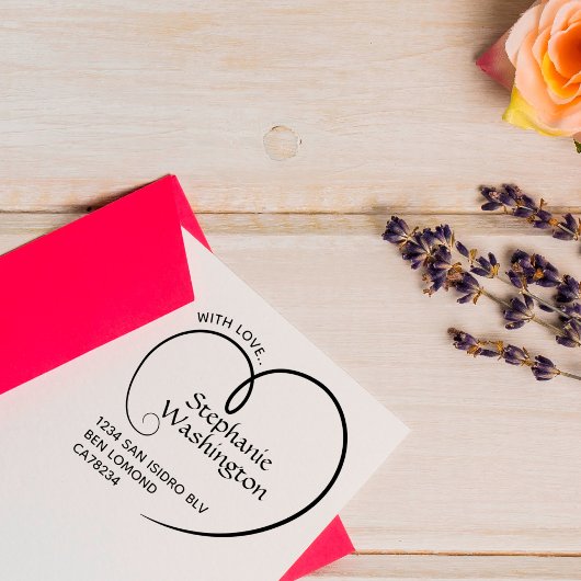 可愛シンプルい愛ハート名差出人住所 ラバースタンプ