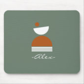 可愛シンプルい抽象芸術モノグラムの煙グリーンブラウン マウスパッド (正面)