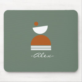 可愛シンプルい抽象芸術モノグラムの煙グリーンブラウン マウスパッド