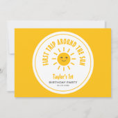 可愛シンプルい旅のまわりに日1歳の誕生日 サンキューカード (裏面)