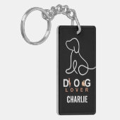 可愛シンプルい犬のパーソナライズされた恋人の名前&写真 キーホルダー (正面左)