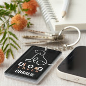 可愛シンプルい犬のパーソナライズされた恋人の名前&写真 キーホルダー (正面右)