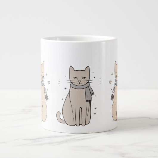 可愛シンプルい猫子猫アニマルニャーペットバレンタイン ジャンボコーヒーマグカップ (正面)